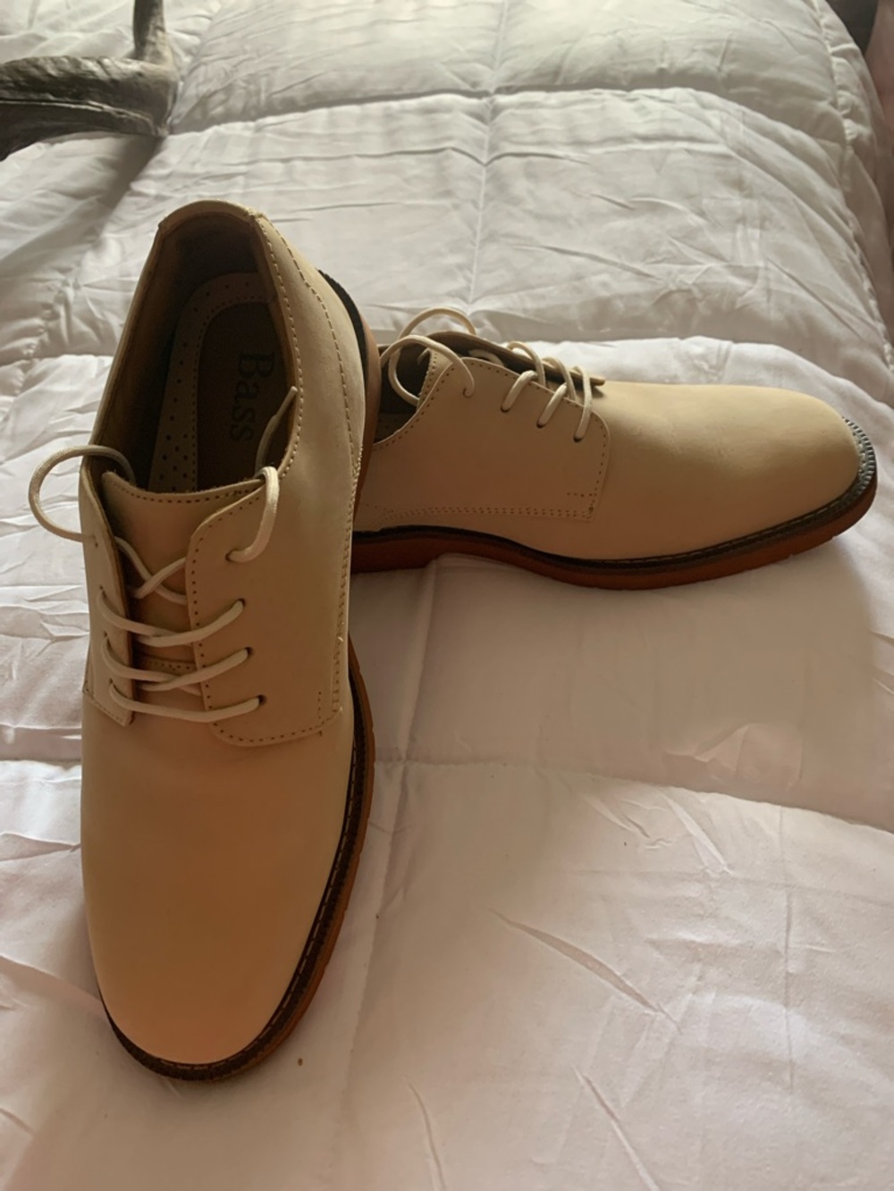 Bass Men's Oxfords in Beige with Brown Soles
